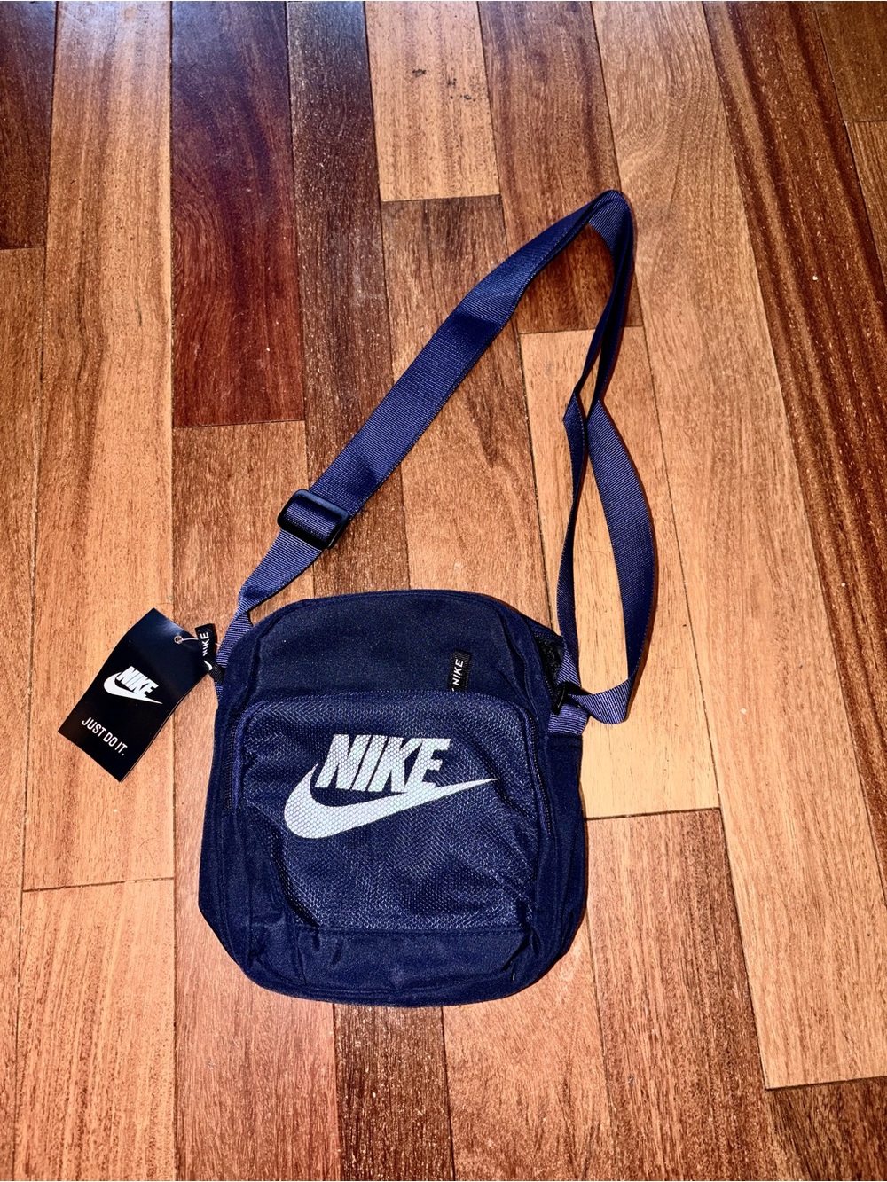 Nike Navy Shoulder Crossbody Bag with White Swoosh